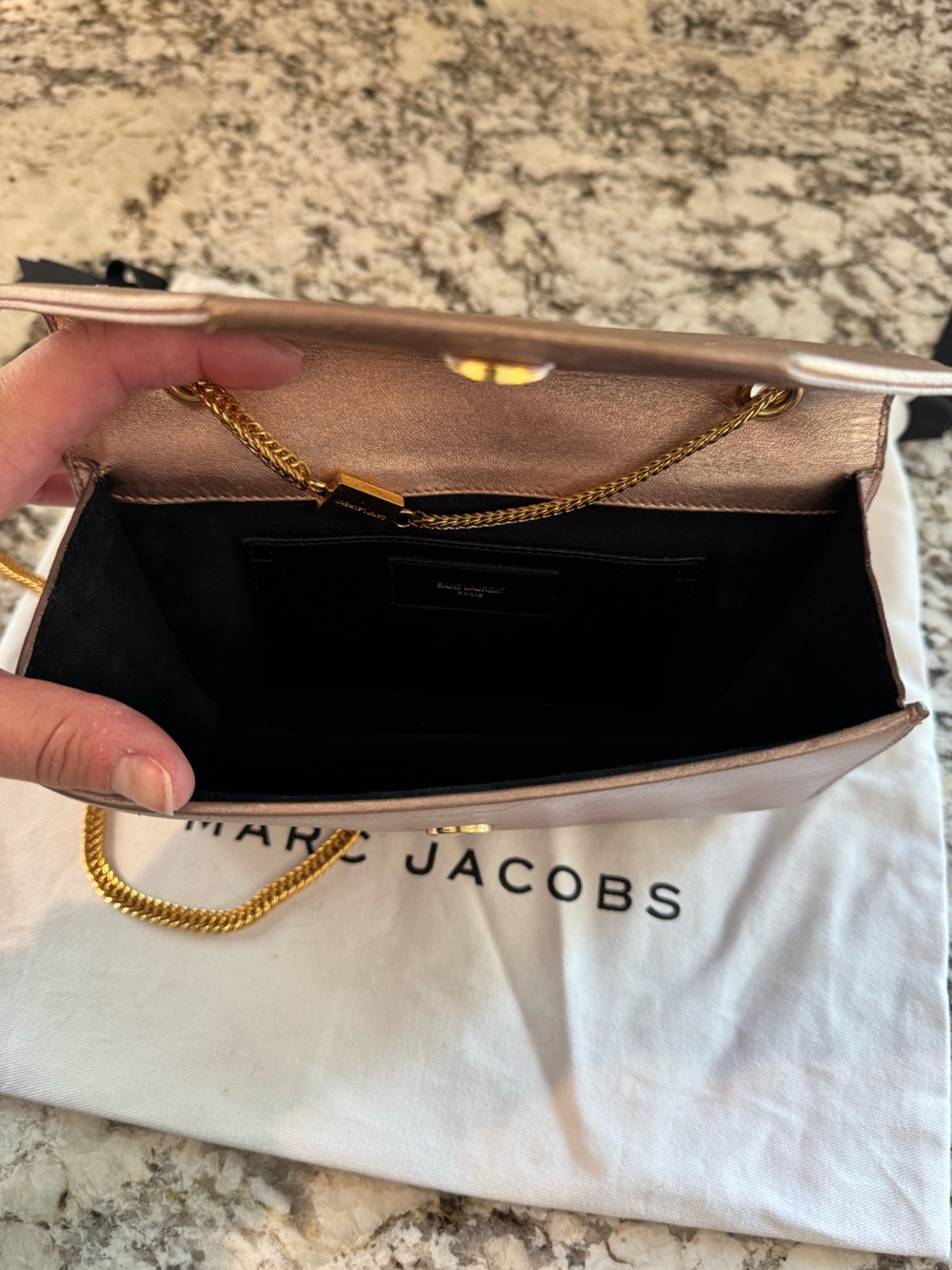 Yves Saint Laurent Metallic Rose Crossbody Bag with Gold Chain - Picture 5 of 13